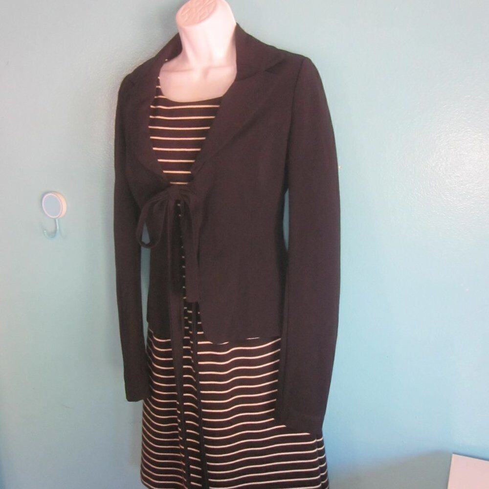 Flavio Castellani Womens Sz S / 40 Italian Cropped Jacket Black Tie Front Blazer